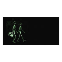 Couple Traveling X-Ray Vision Skeletons - Green Personalized Photo Card