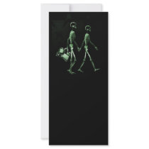 Couple Traveling X-Ray Vision Skeletons - Green Custom Rack Cards