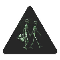 Couple Traveling X-Ray Vision Skeletons - Green Triangle Sticker