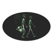 Couple Traveling X-Ray Vision Skeletons - Green Stickers