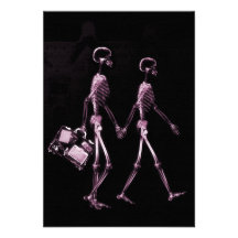 Couple Traveling X-Ray Vision Skeletons - Pink Invite
