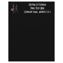 Couple Traveling X-Ray Vision Skeletons - Pink Letterhead Design