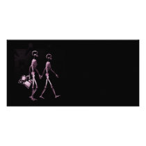 Couple Traveling X-Ray Vision Skeletons - Pink Customized Photo Card