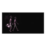 Couple Traveling X-Ray Vision Skeletons - Pink Customized Photo Card