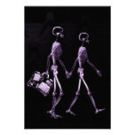 Couple Traveling X-Ray Vision Skeletons - Purple Personalized Announcements
