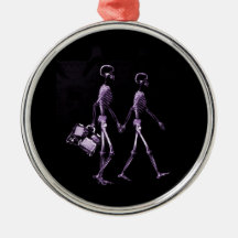 Couple Traveling X-Ray Vision Skeletons - Purple Christmas Ornament