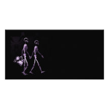 Couple Traveling X-Ray Vision Skeletons - Purple Custom Photo Card