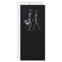 Couple Traveling X-Ray Vision Skeletons - Purple Rack Card