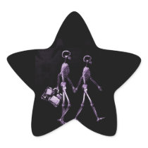 Couple Traveling X-Ray Vision Skeletons - Purple Stickers