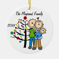 Couple With Baby Boy Custom Holiday Ornament