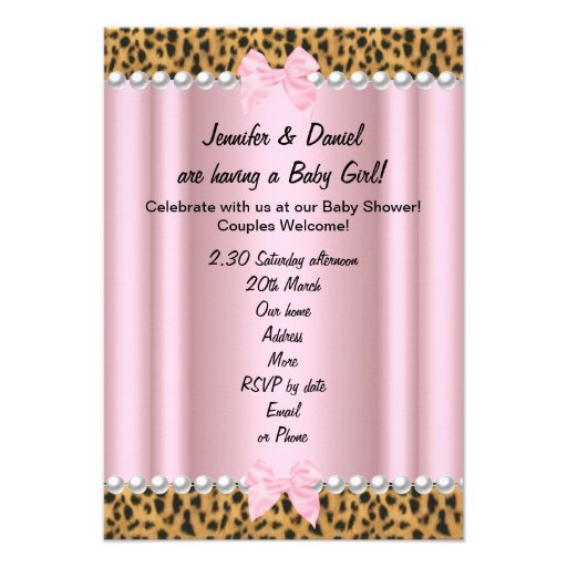 Couples Baby Shower Cute Girl Pink Leopard Personalized Invitation