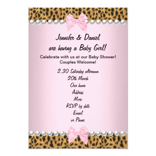 Couples Baby Shower Cute Girl Pink Leopard Personalized Invitation