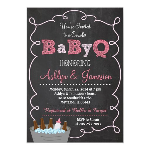 Couples BabyQ BBQ Baby Shower Invitation 5" X 7" Invitation Card (front side)