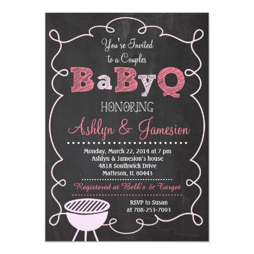 Couples BabyQ BBQ Baby Shower Invitation 5" X 7" Invitation Card