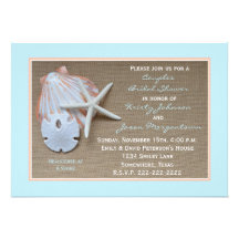 Couples Bridal Shower Invitation -- Beach Burlap