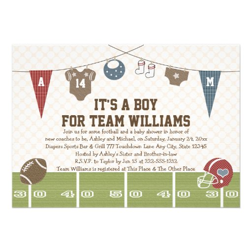 Couples Co-Ed Football Baby Shower Invitations