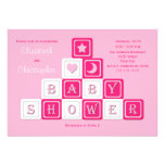 Couples Coed Baby Shower Invitation -- Pink Blocks