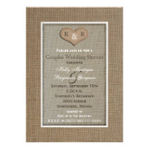 Couples Coed Wedding Shower Invitation -- Burlap invitations
