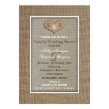 Couples Coed Wedding Shower Invitation -- Burlap