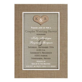 Couples Coed Wedding Shower Invitation -- Burlap