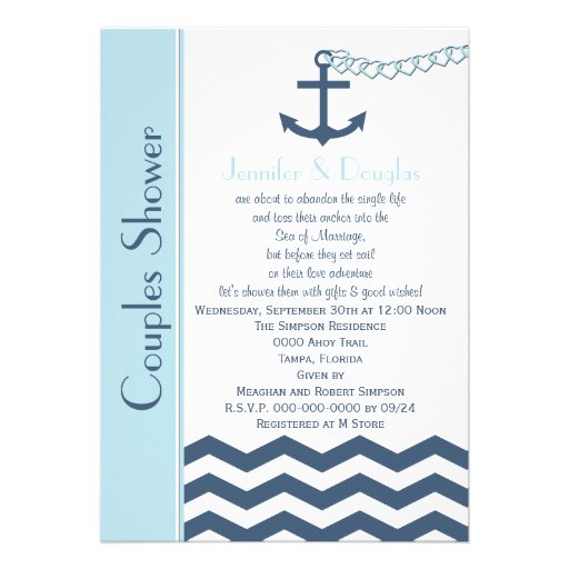 Couples Coed Wedding Shower Invitation - Nautical (front side)