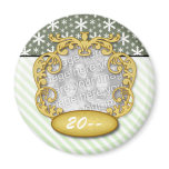 Couple's first christmas Snowflake Stripe Green magnets