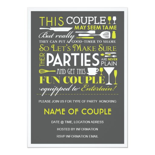 Couples Party Custom Invitations (front side)