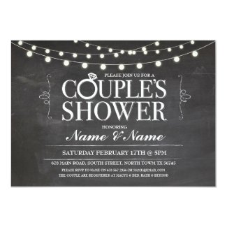 Couples Shower Chalk Board Light Engagement Invite