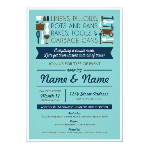 Couples Shower Invite (gifts for around the house) Personalized Announcement