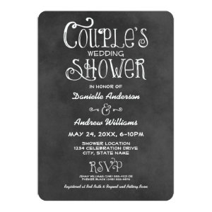 Couple's Wedding Shower | Black Chalkboard 5x7 Paper Invitation Card