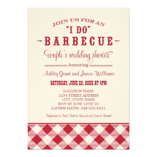 Couple's Wedding Shower Invitation | "I Do" BBQ