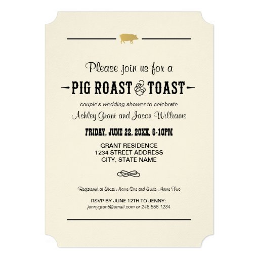 Couple's Wedding Shower | Pig Roast & Toast Personalized Announcement