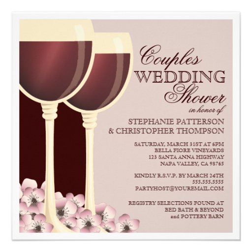 Couples Wedding Shower Wine Themed Invitation