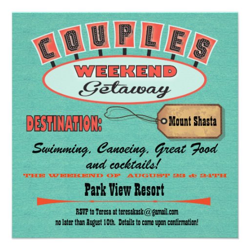 Couples Weekend Getaway Invitations