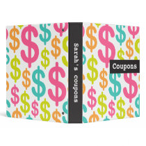 Coupon binder with colorful dollar signs