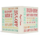 Coupon Lingo Binder - Red, Orange, Turquoise