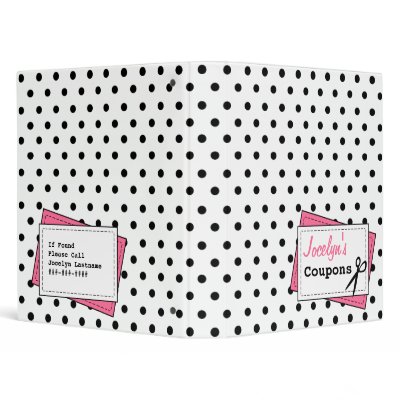 Coupon Organizer - Black Polka Dot & Pink Binder by JillsPaperie