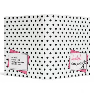 Coupon Organizer - Black Polka Dot & Pink binder