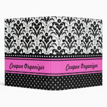 Coupon Organizer Hot Pink Art Deco Damask binders
