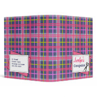 Coupon Organizer - Pink Blue & Yellow Plaid binder