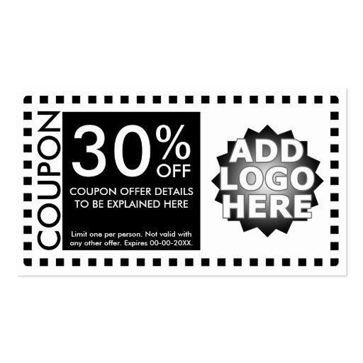 coupon template business card Zazzle