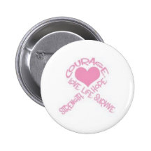 Courage breast cancer ribbon pinback button