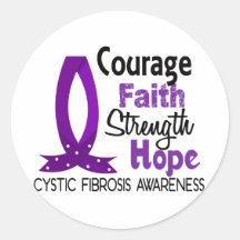 Courage Faith Strength Hope Cystic Fibrosis Round Sticker