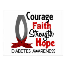 Courage Faith Strength Hope Diabetes Postcard