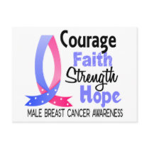 Courage Faith Strength Hope Male Breast Cancer Post Cards