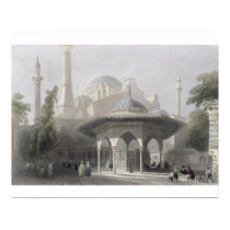 Court and Fountain of St. Sophia, Istanbul, engrav Print