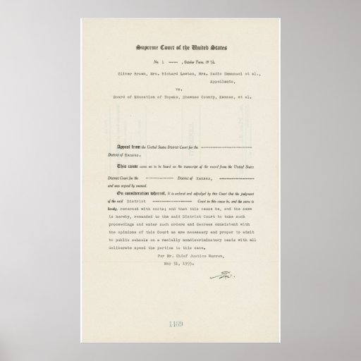 Court Case Brown v. Board of Education of Topeka Poster : Zazzle