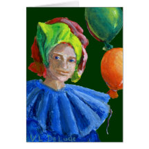 Court Jester Clown with Balloons Card