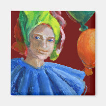 Court Jester Clown with Balloons Refrigerator Magnet