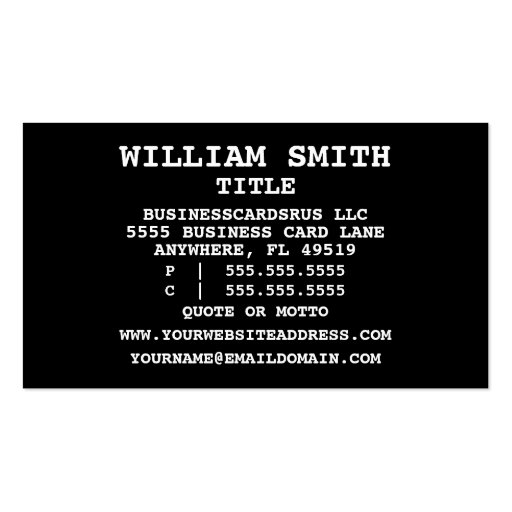 Court Reporter Words Business Card (back side)